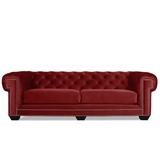 Rosdorf Park Atticus 103" Velvet Rolled Arm Chesterfield Sofa w/ Reversible Cushions Velvet in Red | 31 H x 103 W x 41 D in | Wayfair