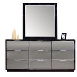 Orren Ellis Elkville 9 Drawer 71" W Double Dresser w/ Mirror, Wood in Black | 31 H x 71 W x 18 D in | Wayfair 94722D9191714A4B8ED8B485AEC0B584