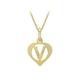 CARISSIMA Gold Women's 9ct Yellow Gold Diamond Cut 'V' Initial Heart Pendant on Curb Chain - 46cm/18'