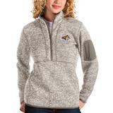 Women's Antigua Oatmeal Montana State Bobcats Fortune Half-Zip Pullover Sweater
