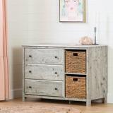 South Shore Cotton Candy 3 Drawer Combo Dresser w/ Cubbies Wood in Brown/Gray | 32.5 H x 45.75 W x 19.5 D in | Wayfair 12687