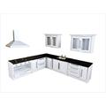 Melody Jane Dolls House Black & White Fitted Kitchen Furniture Set Modern Units & Appliances