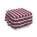 East Urban Home 4Th Of July American Flag Motif 2 Piece Box Cushion Ottoman Slipcover Set in Blue/Gray/Pink | 16 H x 38 W x 0.1 D in | Wayfair