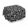 East Urban Home Gothic Grunge Skulls 2 Piece Box Cushion Ottoman Slipcover Set Polyester in Black | 16 H x 38 W x 0.1 D in | Wayfair