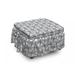 East Urban Home Floral Leaves Swirls & Dots 2 Piece Box Cushion Ottoman Slipcover Set Polyester in Gray | 16 H x 38 W x 0.1 D in | Wayfair