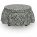 East Urban Home Geometric Thin Lines 2 Piece Box Cushion Ottoman Slipcover Set Polyester in Gray/Pink | 16 H x 38 W x 0.1 D in | Wayfair