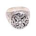 Traditional Garden,'Circular Floral Sterling Silver Signet Ring from Bali'