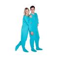 BIG FEET PAJAMA CO. Turquoise Cotton Jersey Knit Adult Footie Footed Onesie Pyjamas w/Bum Flap (L)