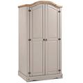 Mercers Furniture Corona Grey Wax 2 Door Arch Top Wardrobe