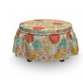 East Urban Home Cheerful Garden Doodle Ottoman Slipcover Polyester in Brown/Gray | 16 H x 38 W x 0.1 D in | Wayfair