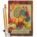 Breeze Decor Bo Autumn Blessings Turkey 2-Sided Polyester 40 x 28 in. Flag Set in Brown/Orange | 40 H x 28 W x 1 D in | Wayfair