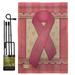 Breeze Decor Support A Cure Inspirational Impressions 2-Sided Burlap 19 x 13 in. Flag Set in Red | 18.5 H x 13 W x 1 D in | Wayfair