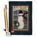 Breeze Decor Happy Holidays Snowman Wonderland Impressions Decorative 2-Sided Polyester 40 x 28 in. Flag Set in Black | 40 H x 28 W in | Wayfair
