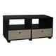 4 Section Black Wide Wooden TV Stand With 2 Drawers (Beige)