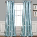 Bird On The Tree Room Darkening Window Curtain Panels Blue 52X84+2 Set - Lush Decor 16T004258