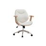 Miliboo - Chaise de bureau à roulettes design blanc, bois clair et acier chromé yorke - Bois clair