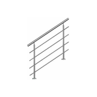 Bc-elec - AHM1004 Treppenhandlauf 100cm, Balkon, Balustrade, Edelstahlgeländer mit 4 Querstäben, Image