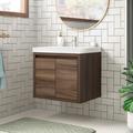 Mercury Row® Altenburg 25" Wall-Mount Single Bathroom Vanity Set Wood in Brown | 22.25 H x 24.5 W x 18.75 D in | Wayfair