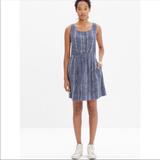 Madewell Dresses | Madewell Ruffle Waist Batik Stripe Silk Tank Dress | Color: Blue/White | Size: 6