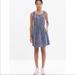 Madewell Dresses | Madewell Ruffle Waist Batik Stripe Silk Tank Dress | Color: Blue/White | Size: 6