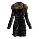 Linkay Womens Coats, Outwear Quilted Winter Warm Coats Fur Collar Hooded Jacket Tops Black, L