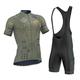 FDX Men’s Summer Cycling Suit Short Sleeve Cycling Jersey with 3D Gel Padded Bib Shorts Set Breathable, Quick Dry All Day Bicycle Clothing Set for Outdoor Riding Sport, Biking Race (Green-L)