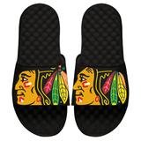 Men's ISlide Black Chicago Blackhawks Blown Up Logo Slide Sandals