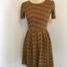 Lularoe Dresses | Lularoe Brown Tan Mustard Chevron Amelia Dress | Color: Tan/Yellow | Size: S