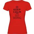 K KRUSKIS - T Shirt Ski Keep Calm and Go Skiing Zurzarm Frau - XL, Rot