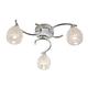 Reagan Decorative Silver Chrome Curved Arm Semi Flush Ceiling Light with 3 Patterned Cut Glass Shades