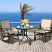 Winston Porter Hoglund 3 Piece Bistro Set Glass/Metal in Black | 28 H x 32 W x 32 D in | Outdoor Furniture | Wayfair