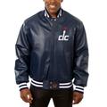 Men's JH Design Navy Washington Wizards Big & Tall All-Leather Full-Snap Jacket