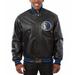 Men's JH Design Black Dallas Mavericks Big & Tall All-Leather Logo Full-Snap Jacket