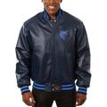 Men's JH Design Navy Memphis Grizzlies Big & Tall All-Leather Full-Snap Jacket