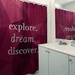 East Urban Home Faux Gemstone Explore Dream Discover Quote Shower Curtain Set Polyester in Indigo | 74 H x 71 W in | Wayfair