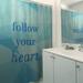 East Urban Home Faux Gemstone Follow Your Heart Quote Shower Curtain Set Polyester in Green/Blue | 74 H x 71 W in | Wayfair