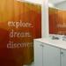 East Urban Home Faux Gemstone Explore Dream Discover Quote Single Shower Curtain Polyester in Red/Orange/Brown | 74 H x 71 W in | Wayfair