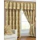 Heavy Weight Jacquard Chenille Luxury Curtain Pair Fully Lined Pencil Pleat with Matching Pelmet Tiebacks Pair Set Gold W 90 x L 90