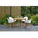 5pc Teak Finish Patio Dining Set - International Home OLDBU_4LAUSARMWH LOT