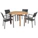 Amazonia 5 Piece Teak Round Patio Dining Set - International Home MALRND_4CALIARM