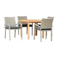 5pc Teak Finish Patio Dining Set - International Home OLDBULOT_4LIBARMGRGR