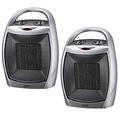 Igenix IG9030/2PACK Portable Ceramic Electric Low Energy Heater with 2 Heat Cool Fan Setting, Tip Over Safety Protection, Ideal for Small Rooms, Caravans and Garages, 1800 W, Silver, Pack of 2