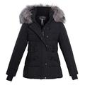 shelikes Womens Faux Fur Quilted Jacket Hooded Belted Winter Warm Parka Coat For Ladies