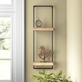 Three Posts™ Glenmoor Without Grooves Iron & Wood Wall Shelf w/ Two Shelves Black/Natural Wood/Metal in Brown | 38.6 H x 11.8 W x 5.9 D in | Wayfair