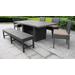 Belle Rectangular Outdoor Patio Dining Table w/ 4 Chairs and 1 Bench in Wheat - TK Classics Belle-Dtrec-Kit-4C1B-C-Wheat