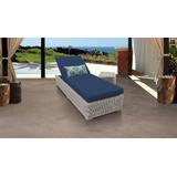 Coast Chaise Outdoor Wicker Patio Furniture w/ Side Table in Navy - TK Classics Coast-1X-St-Navy