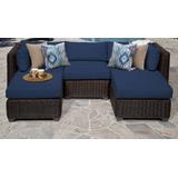 Venice 5 Piece Outdoor Wicker Patio Furniture Set 05a in Navy - TK Classics Venice-05A-Navy