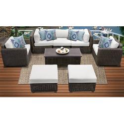 Venice 8 Piece Outdoor Wicker Patio Furniture Set 08c in Sail White - TK Classics Venice-08C-White