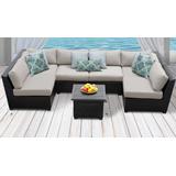 Barbados 7 Piece Outdoor Wicker Patio Furniture Set 07c in Beige - TK Classics Barbados-07C-Beige