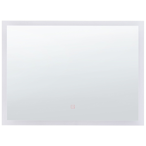 Badspiegel Silber / Transparent 80 x 60 cm mit LED Beleuchtung rechteckig Elegant Modern